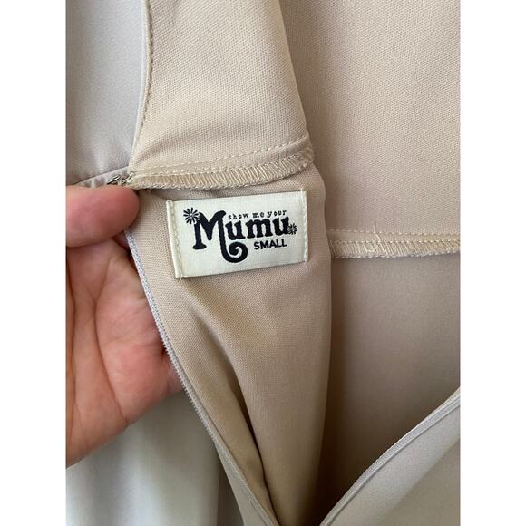 Show Me Your MuMu Taupe V-Neck Sleeveless Jenn Bridesmaid Maxi Dress-Small - Picture 4 of 6